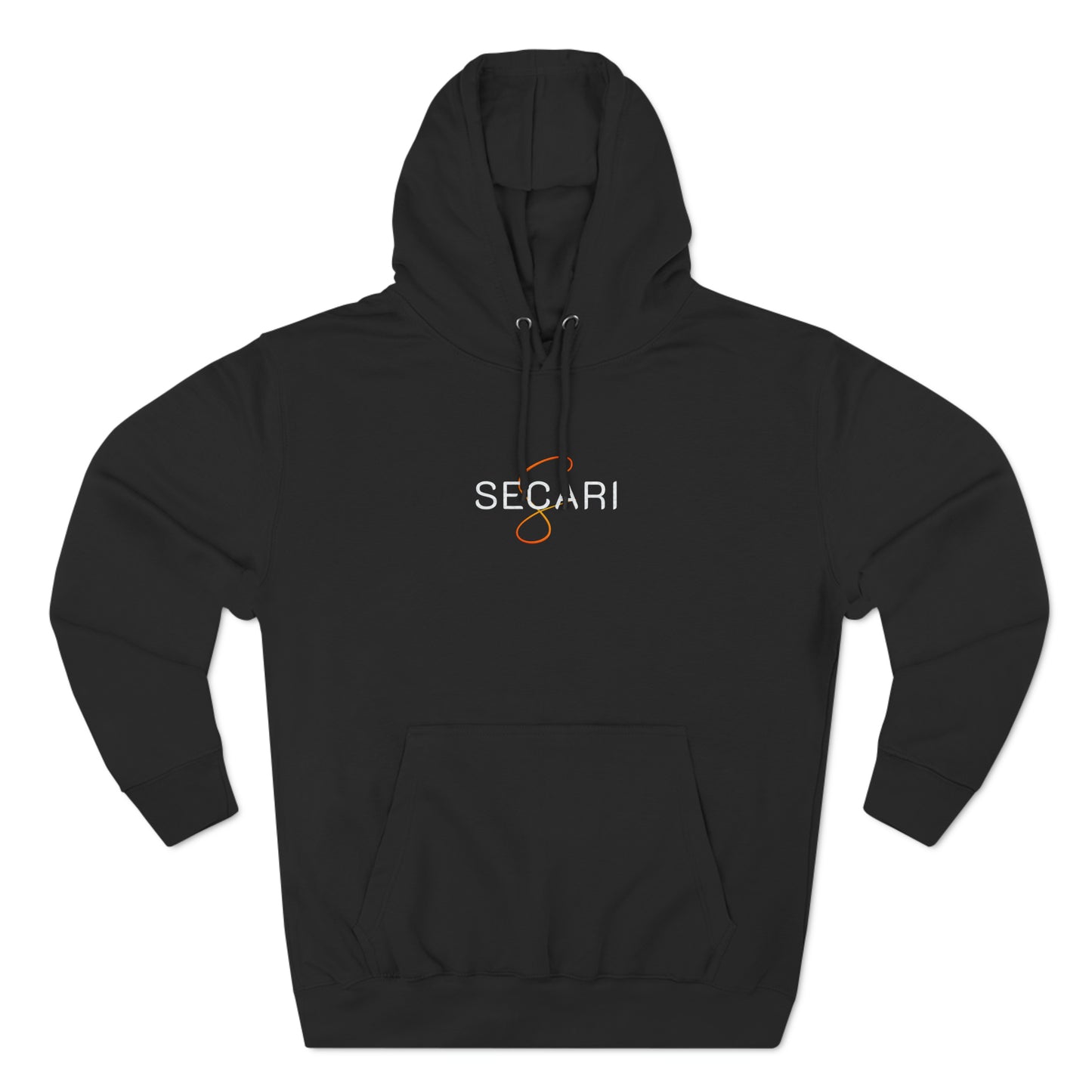 Secari black hoodie with molten lava logo